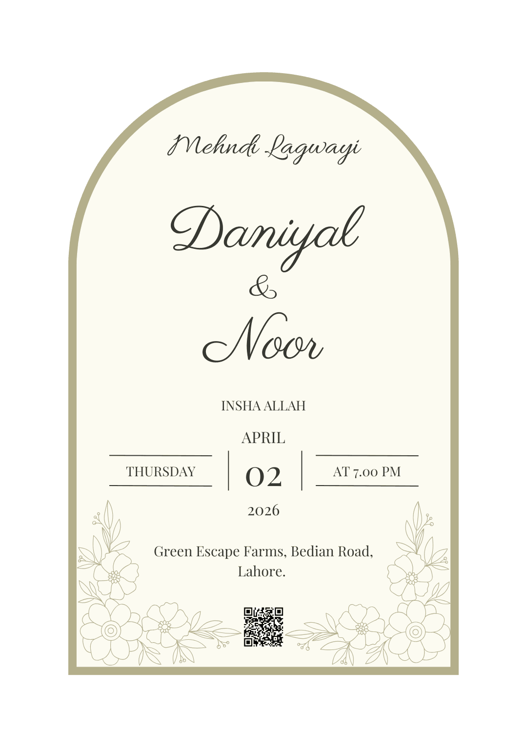 Wedding event one card